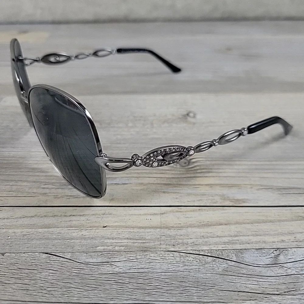 BVLGARI Gunmetal‎ Grey Ellipse Crystal Sunglasses BV 6025-B 103/87